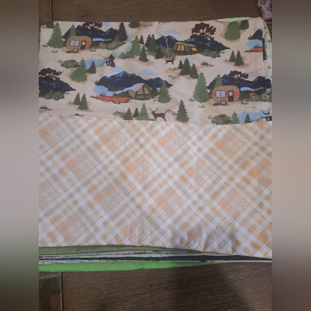 Plaid and camping reading pillow Cover